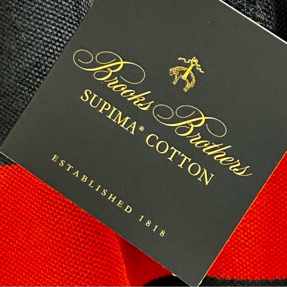 Brooks Brothers Red and Navy Striped Polo Shirt Supima Cotton NWT Size Large - Picture 6 of 16